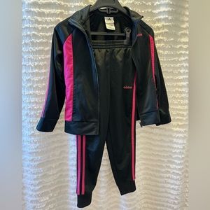 Adidas Tracksuit size 6 girls - pink and black